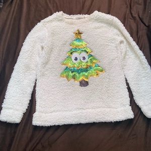 Fuzzy White Christmas Sweater size medium